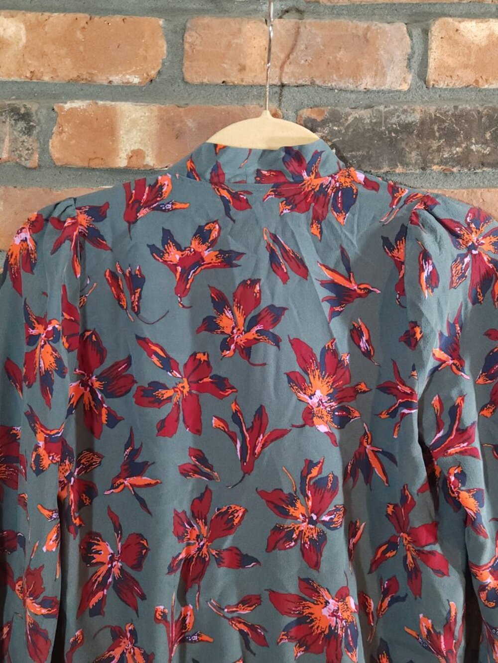 Madewell Silk Tie-neck Wrap Top in Winter Orchid Feminine Moody Work Women's XS - Picture 10 of 11